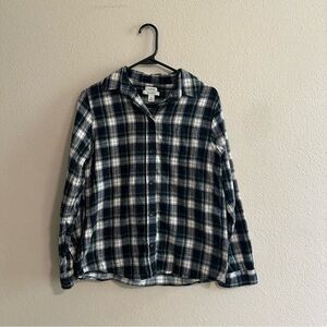 L.L.Bean Plaid Cotton Flannel Button Down Shirt